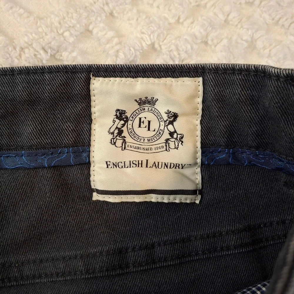 English‎ Laundry Mens 32x34 Straight Leg Jeans Charcoal Gray Stretch 5-Pocket